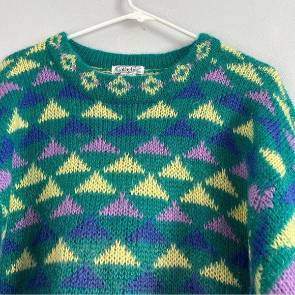 Vintage Gallagher Mohair Blend Sweater Snowflake Multicolor Sz XL Boho Relaxed - Picture 2 of 9